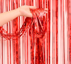 Занавес Дождик, Красный, Металлик, 100*200 см, 1 шт.